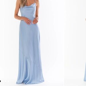 Show me your mumu -  steel Blue Maxi slip Dress